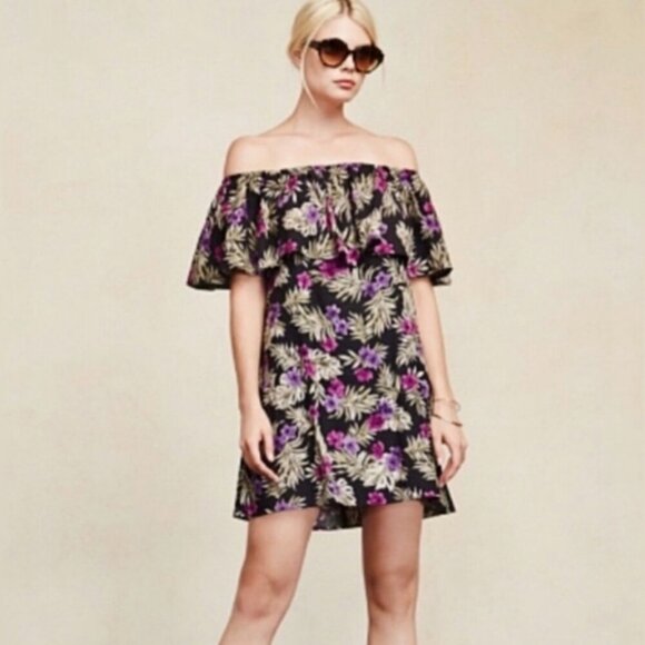 REFORMATION Nashville Off The Shoulder Floral Mini Dress in Lenai Womens Size XS - Picture 14 of 15